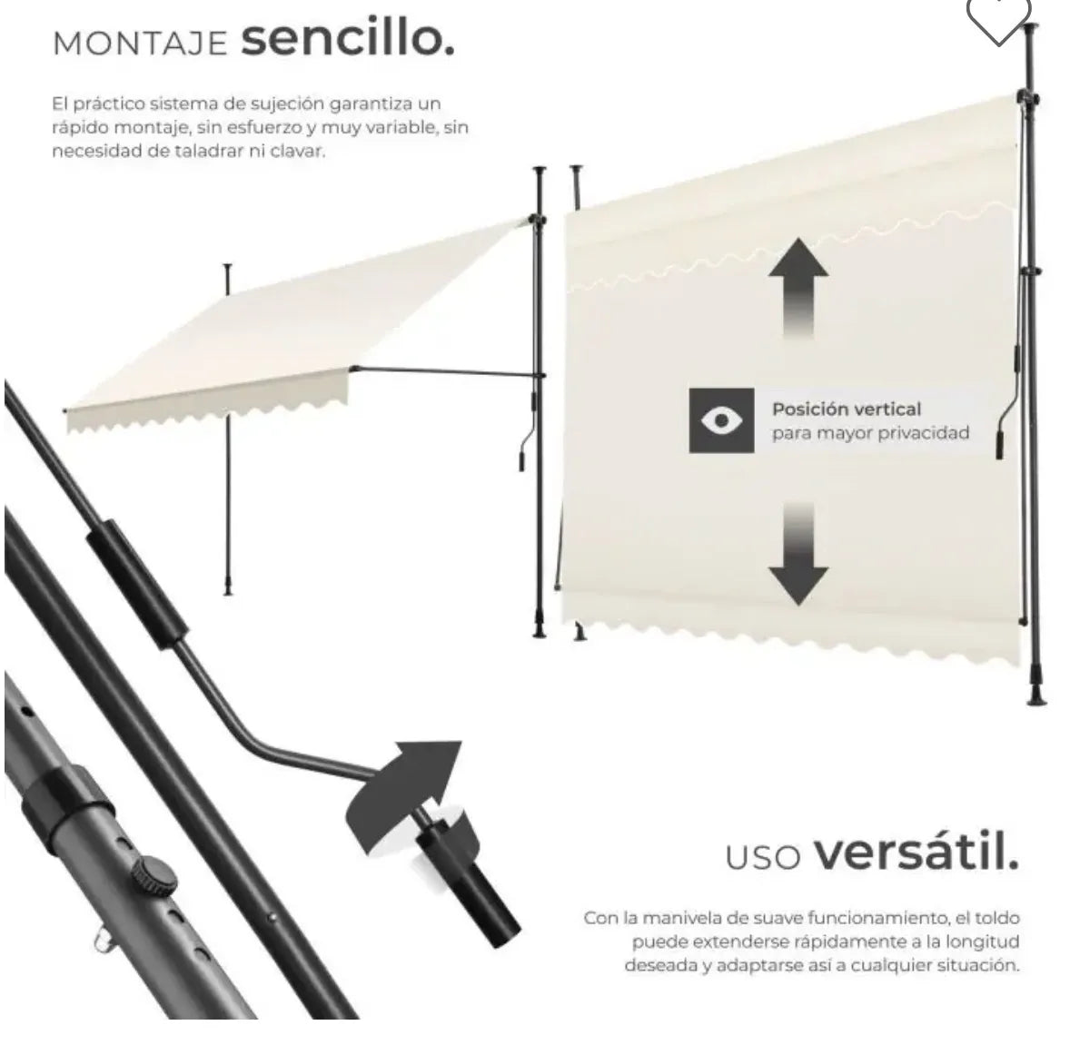 Toldo plegable para balcón