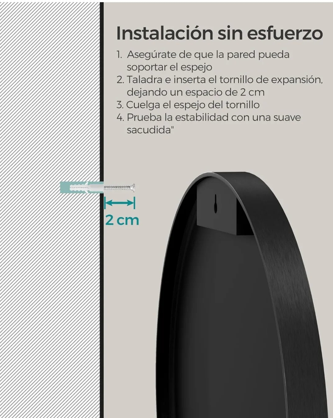 Espejo redondo de baño para pared