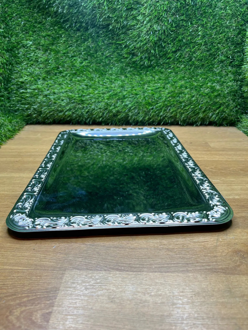 Bandeja de acero inoxidable con borde decorativo APS
