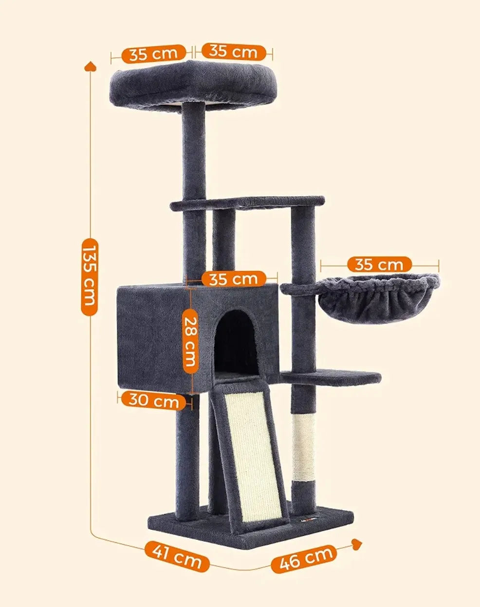 Árbol para gatos de 135cm para gatos