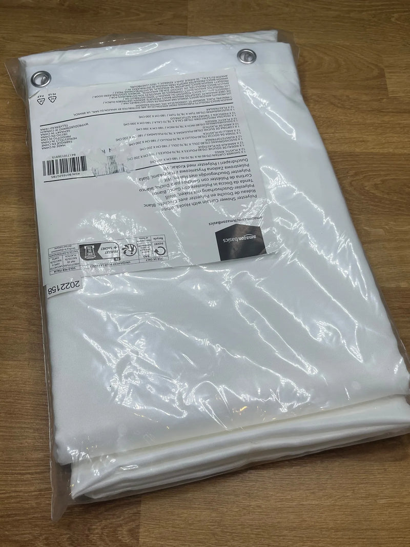 Cortina de Ducha de Tela Resistente Agua y Moho Amazon Basics
