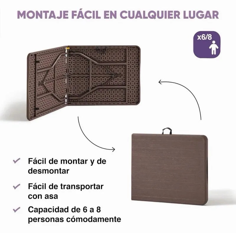 Mesa plegable marrón 180 cm