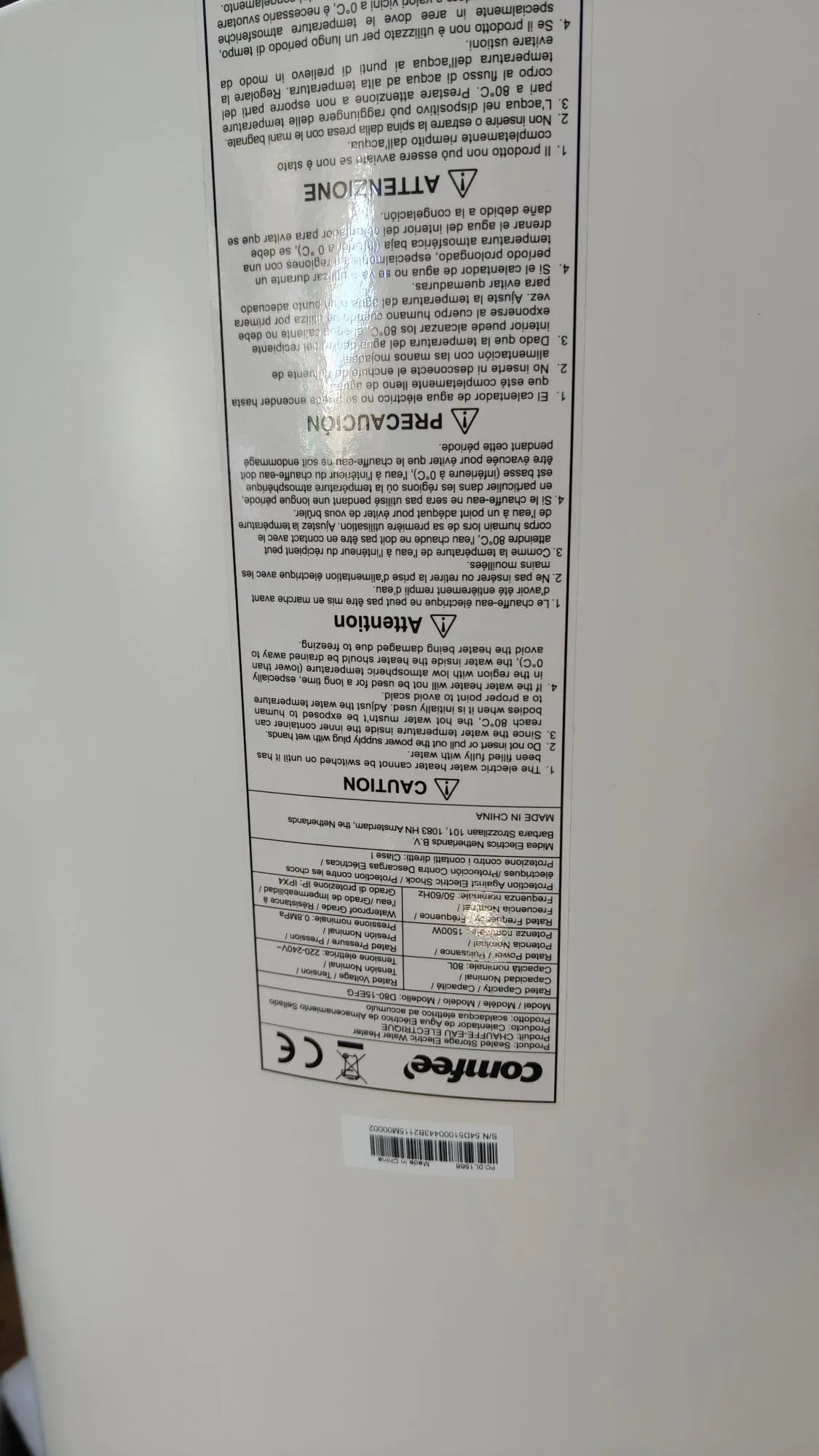 Calentador de agua eléctrico vertical, Wi-Fi, control remoto por smartphone