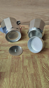Cafetera italiana de inducción, aluminio, color plata, 9