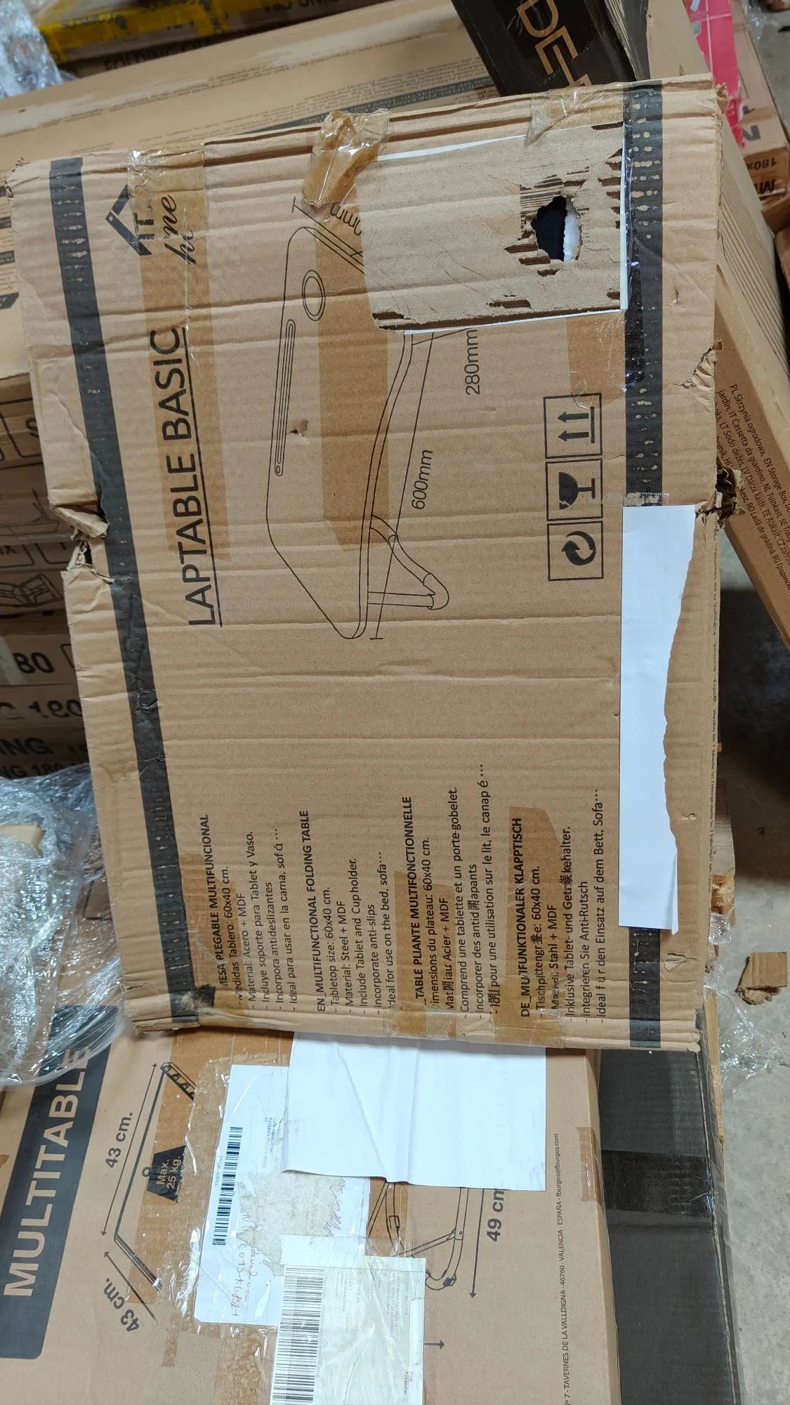 Mesa Plegable Auxiliar Multifuncional, 60x40x28cm