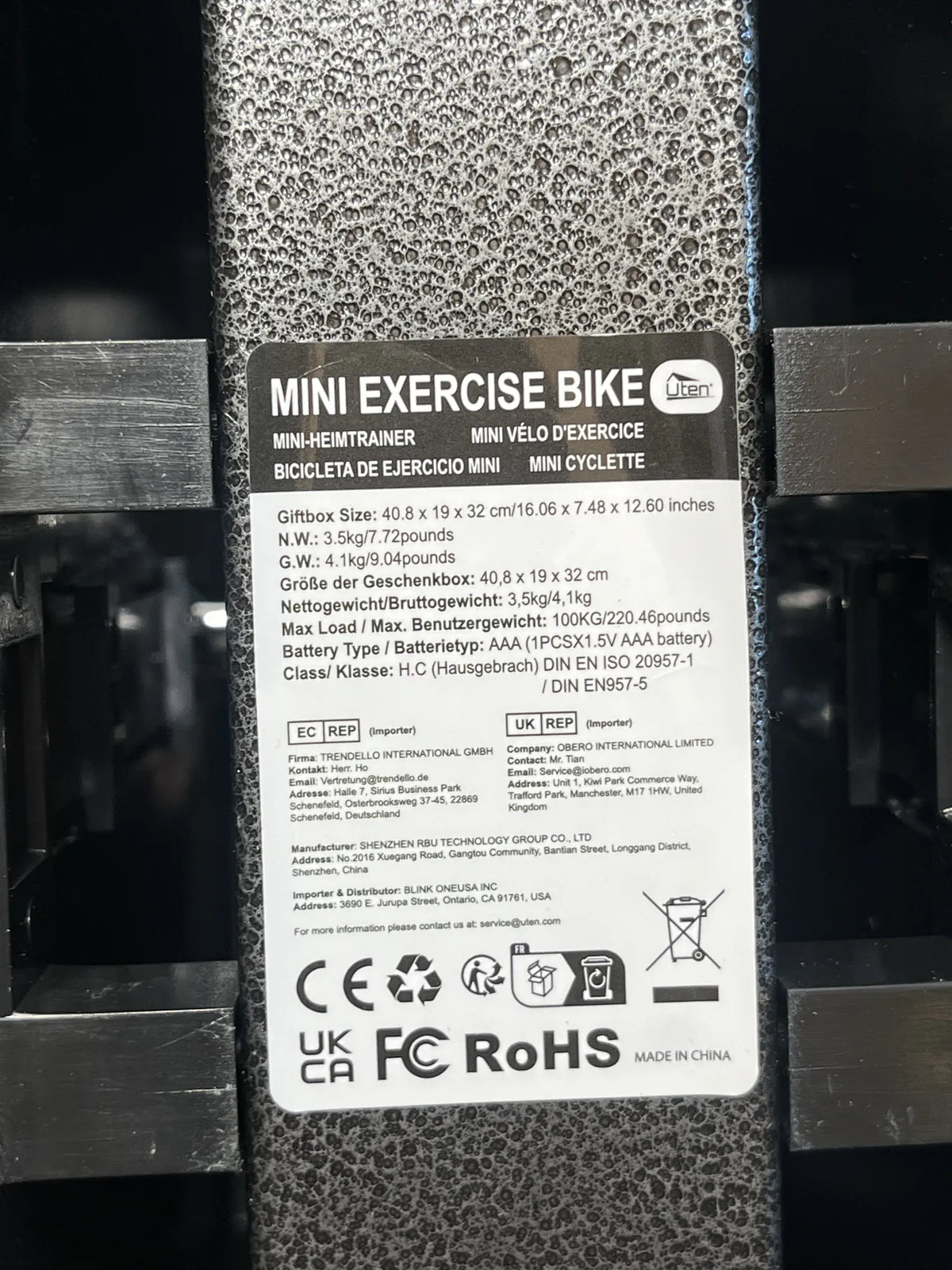 Mini Pedal de Ejercicio Estaticos para Bicicleta Uten