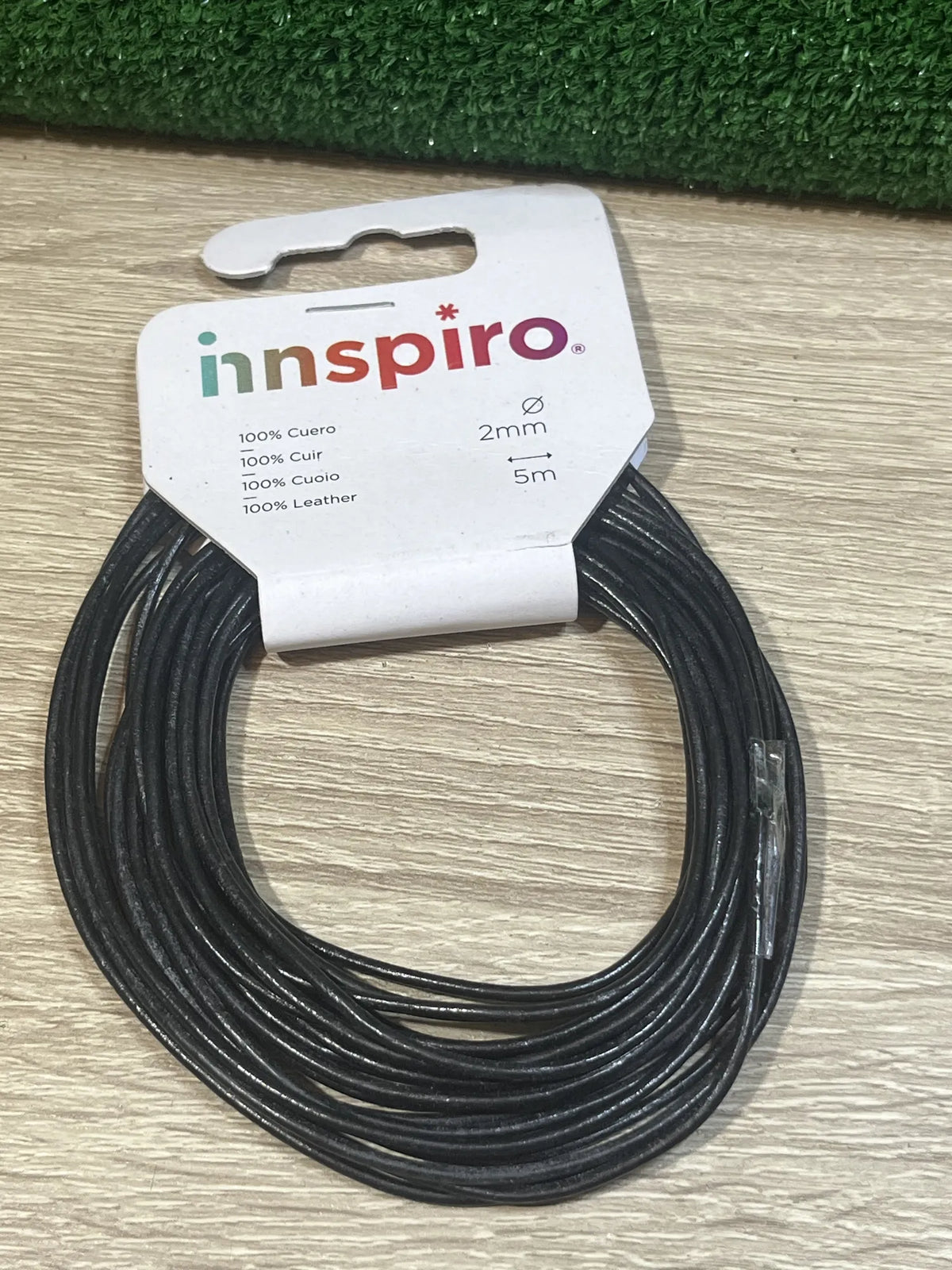 CORDÓN DE Cuero Negro 2 MM x 5 M INNSPIRO