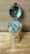 Cafetera italiana de inducción, aluminio, color plata, 9