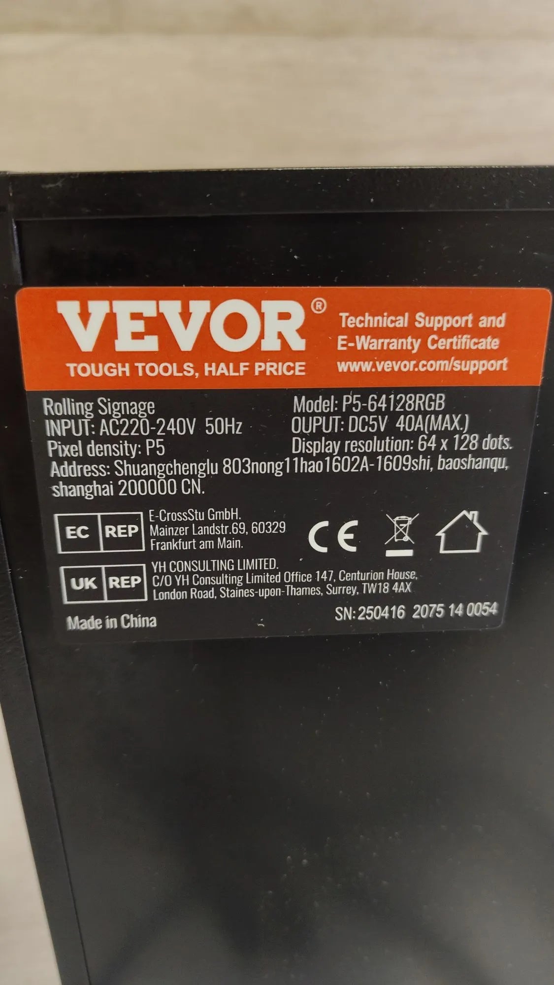 Letrero LED Programable VEVOR