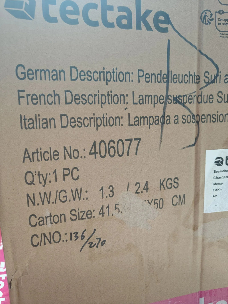 Lampara colgante suri para interior