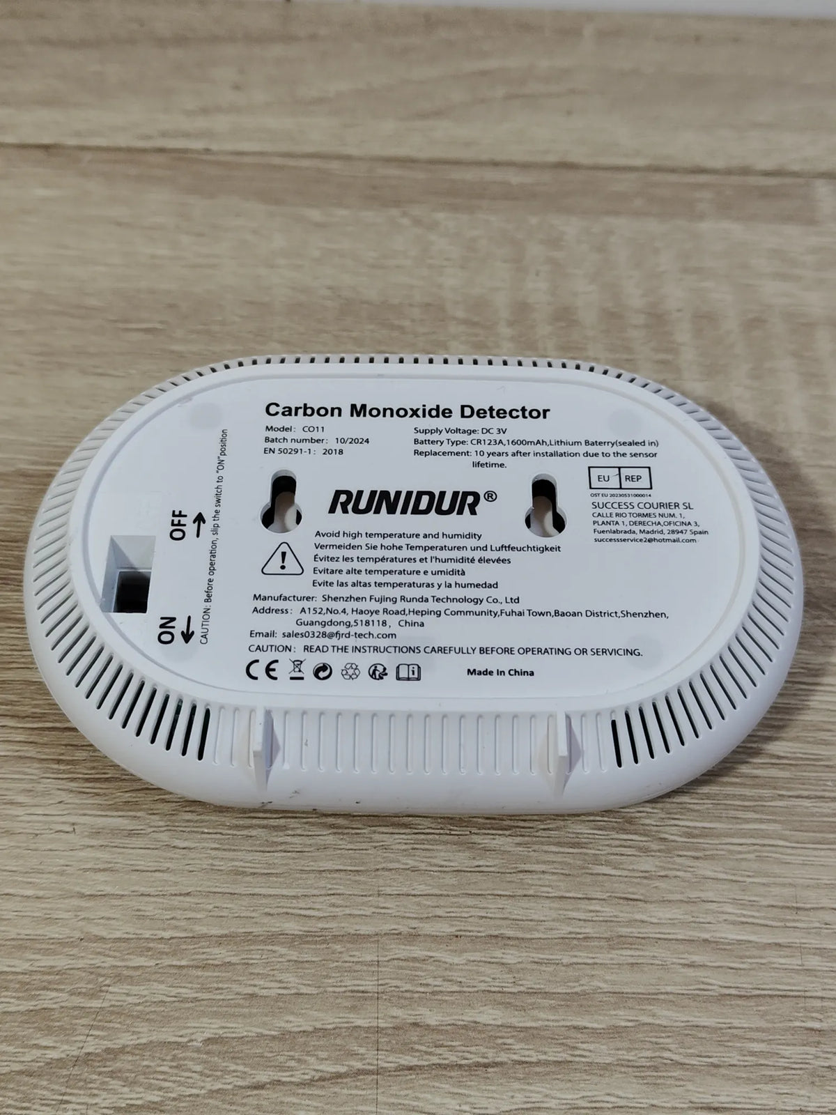 Detector de Monóxido de Carbono RUNIDUR