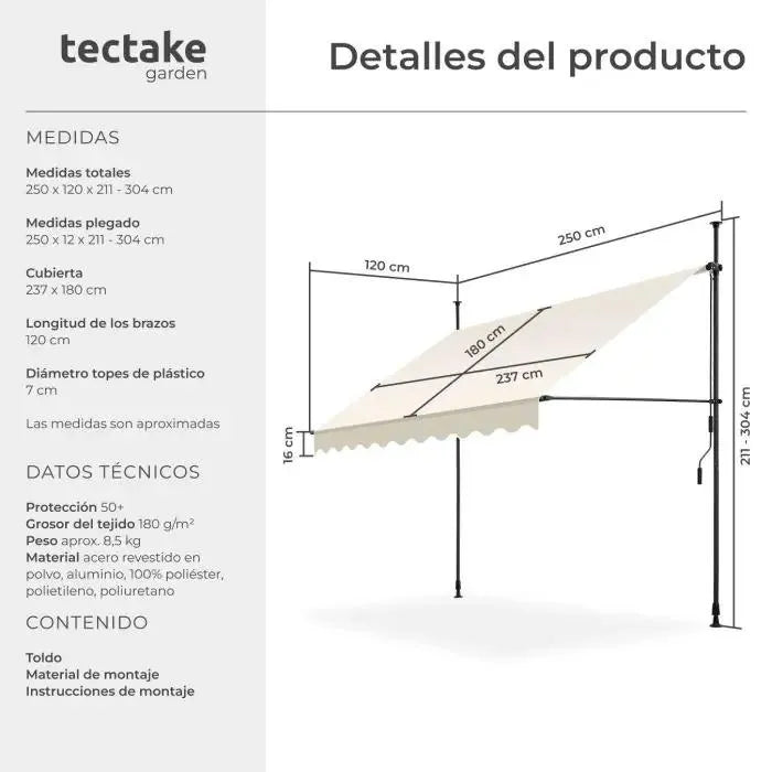Toldo plegable para balcón