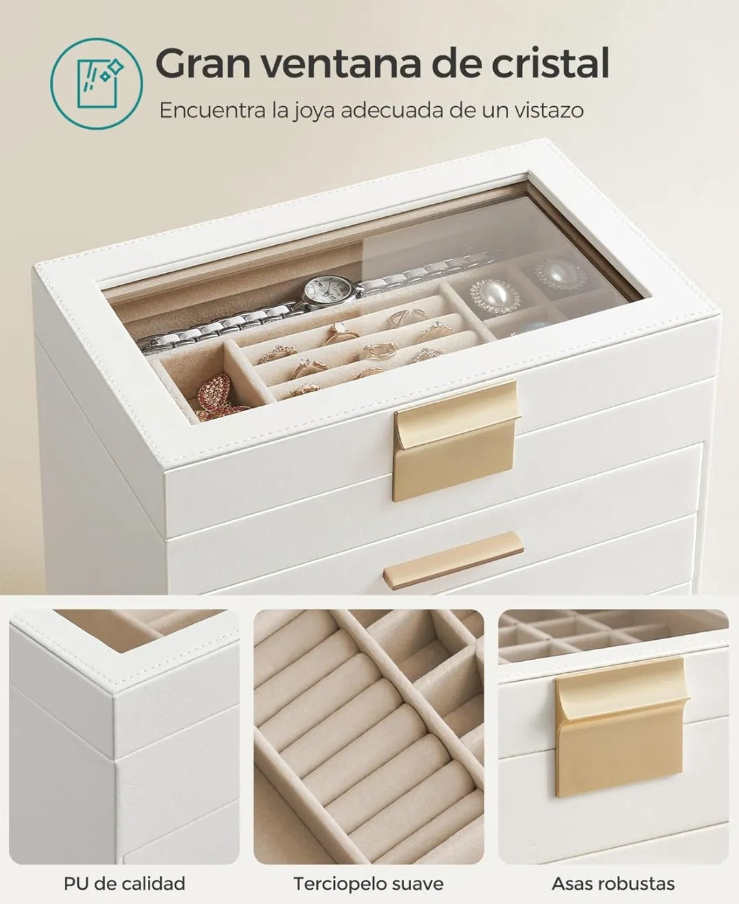 Caja de joyas con 6 niveles