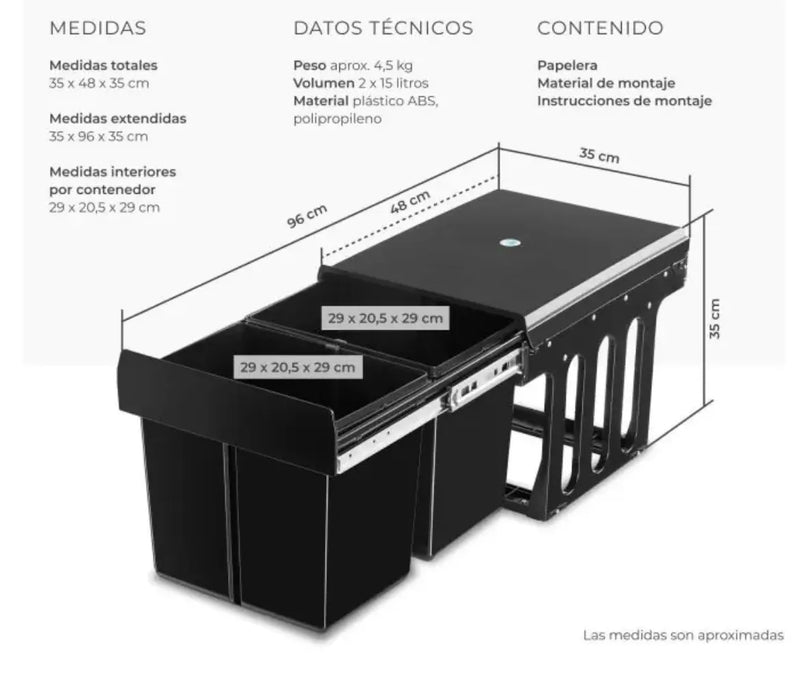 Cubo de basura extraible