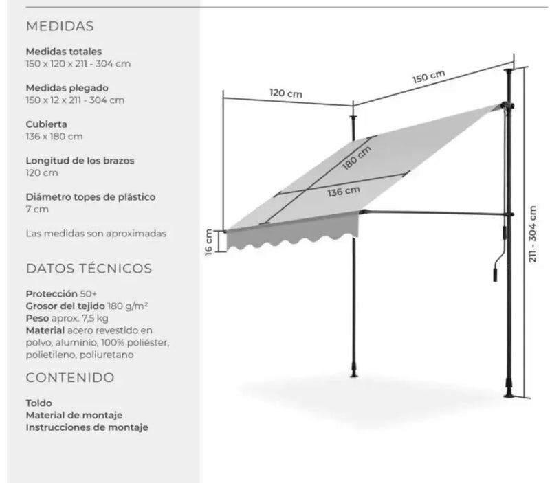 Toldo plegable para balcón
