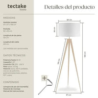 Lámpara de pie de madera roble