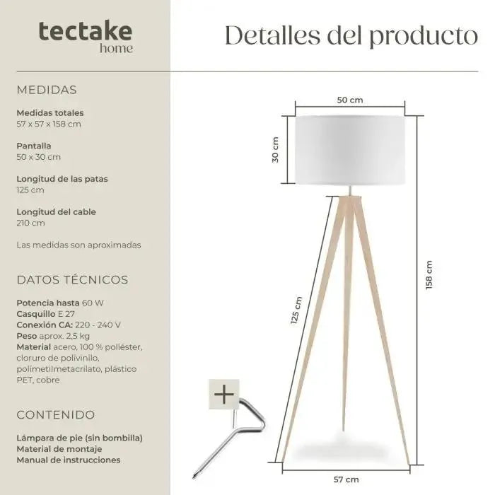 Lámpara de pie de madera roble