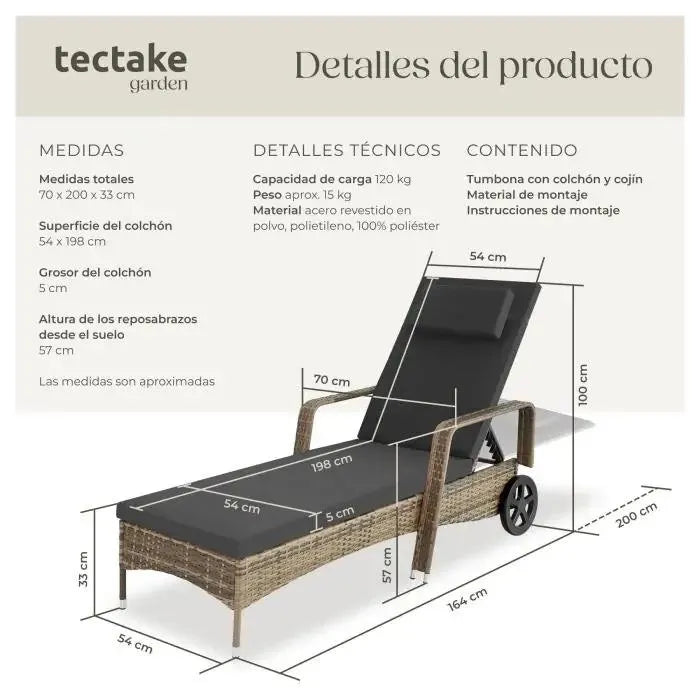 Tumbona de ratán para exterior