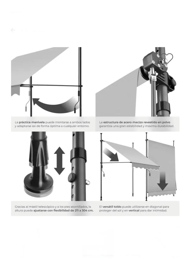 Toldo plegable para balcón 150cm