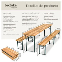 Juego de bancos y mesa para jardín