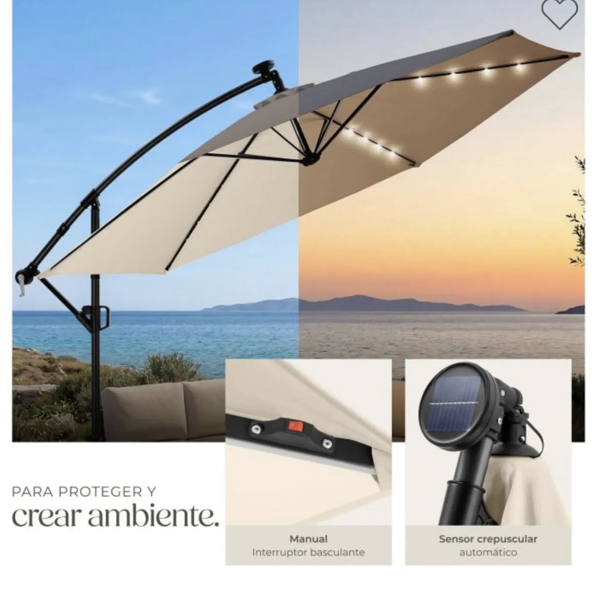 Parasol con luces led