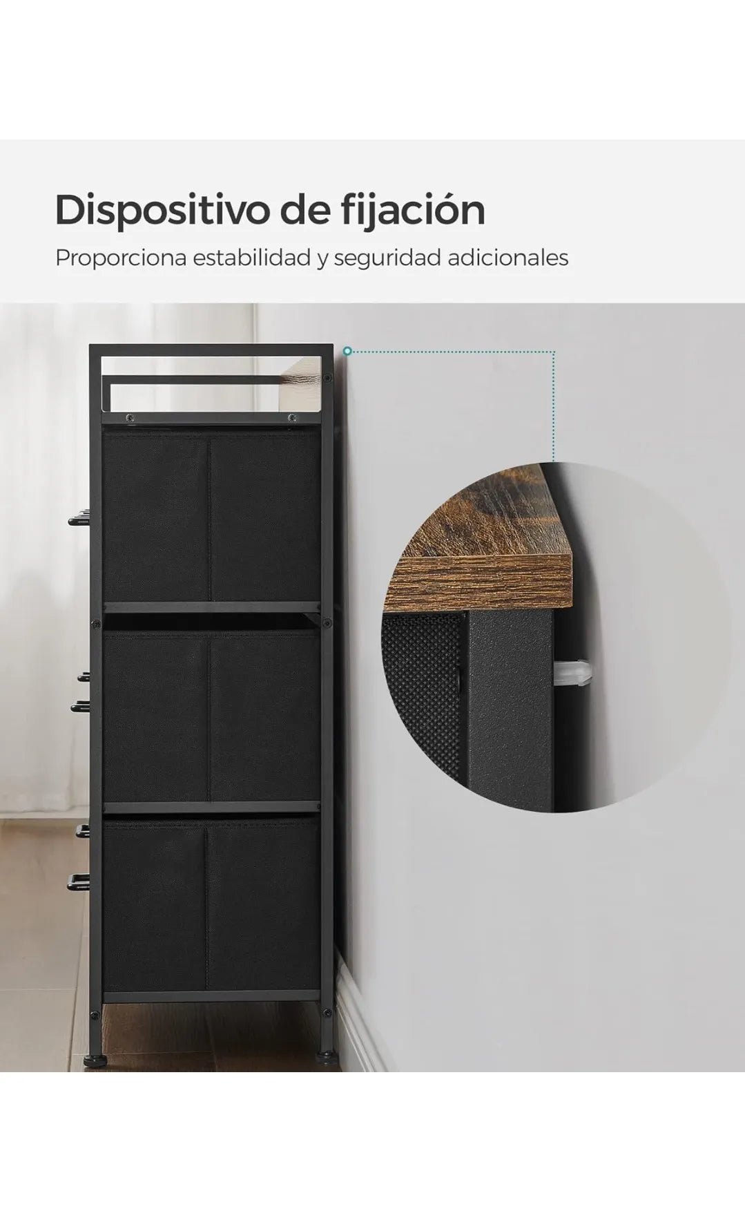Cómoda SONGMICS de 7 cajones de tela con tiradores y estructura de metal