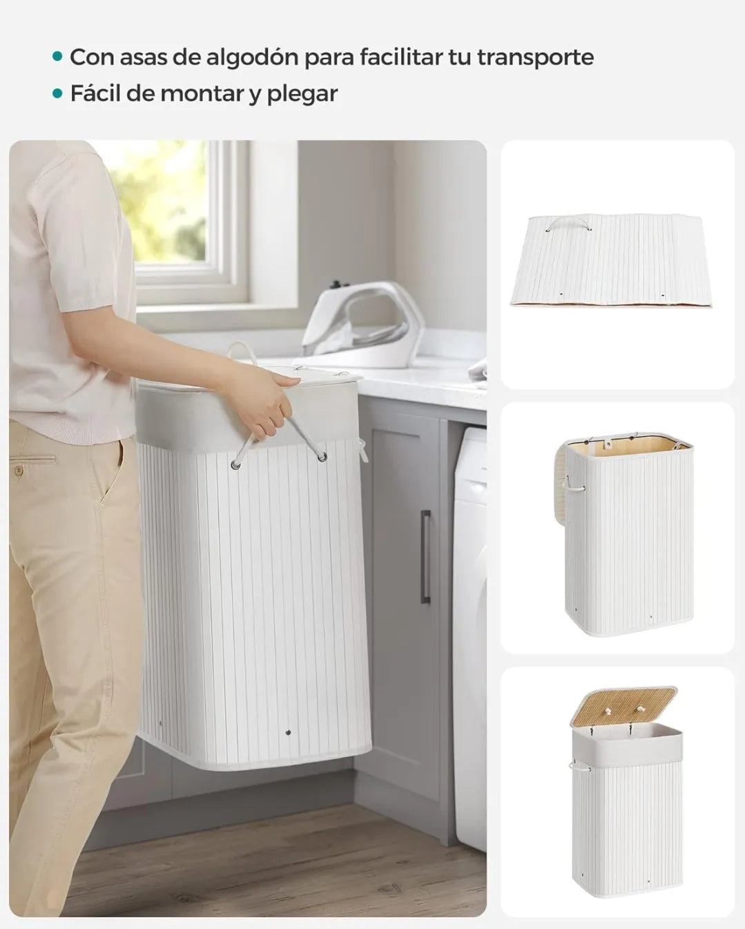 Cesto de la ropa con tapa 72L
