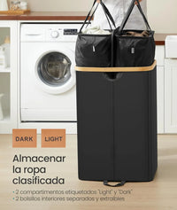 Cesto de ropa sucia de 2 compartimentos