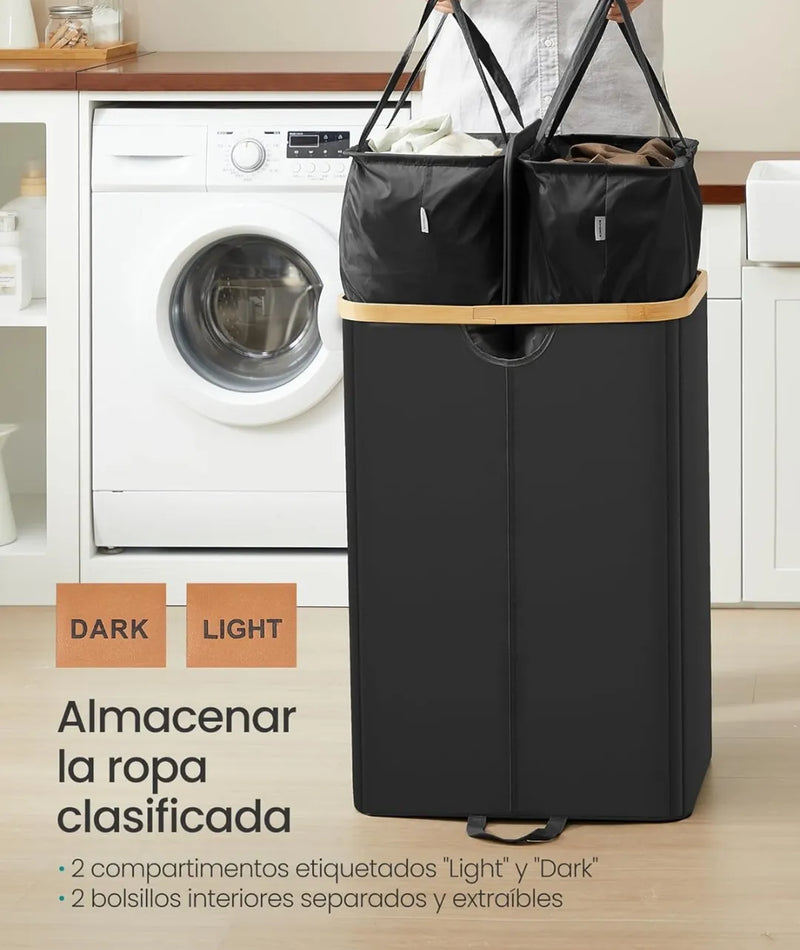 Cesto de ropa sucia de 2 compartimentos