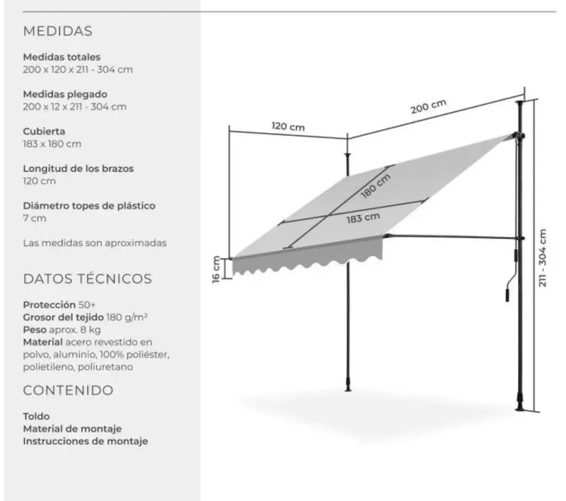 Toldo plegable para balcón