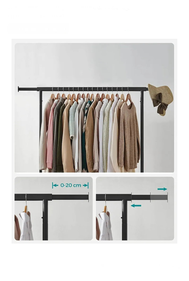 Perchero con ruedas, barra extensible
