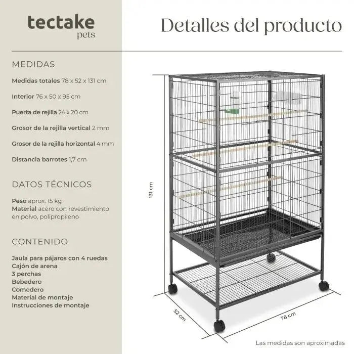 Jaula para pájaros con ruedas