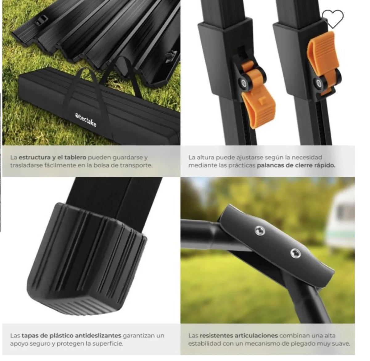 Mesa de camping de aluminio