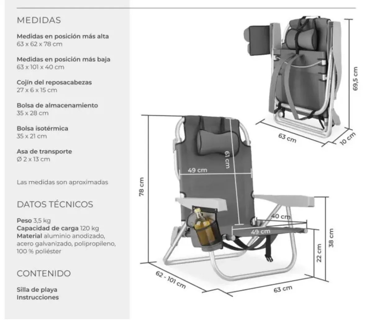 Silla de playa de aluminio