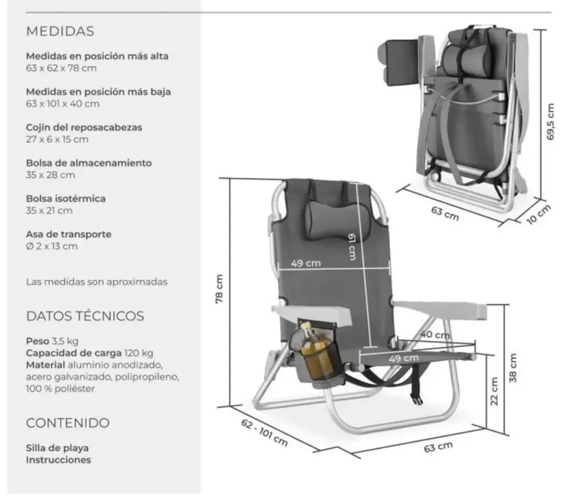 Silla de playa de aluminio