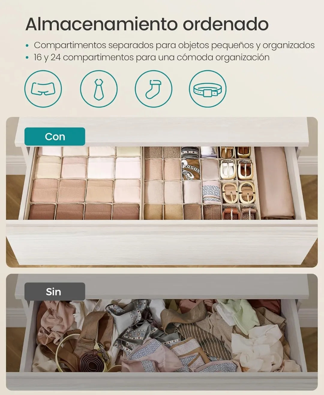 Juego de 4 organizadores de cajones