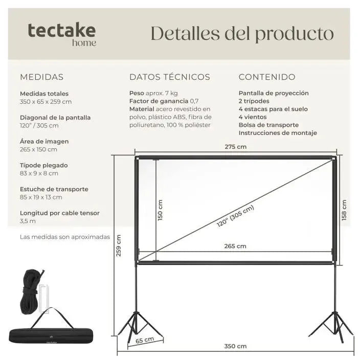 Pantalla para proyector portátil