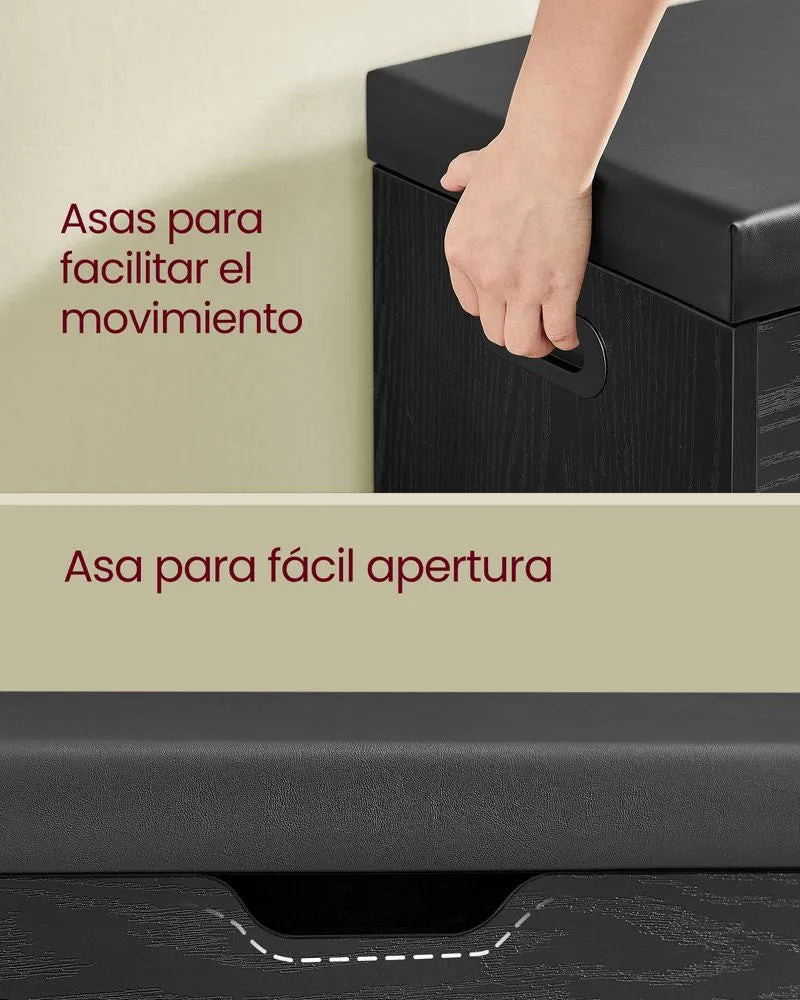 Banco zapatero con cojín negro - Vasagle