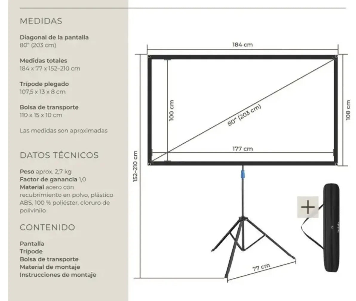 Pantalla de proyección portátil