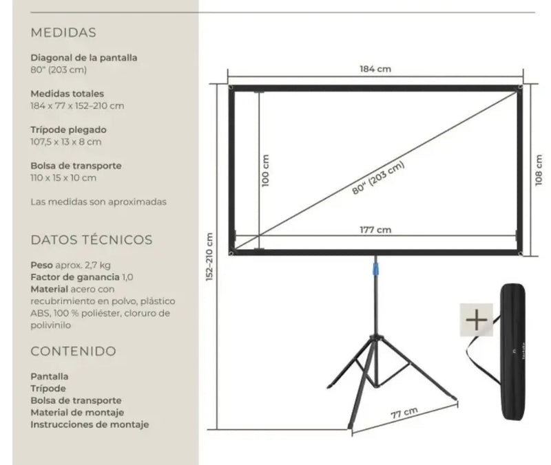 Pantalla de proyección portátil