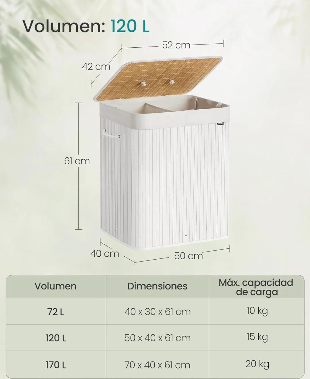 Cesto de la ropa sucia con tapa 120L