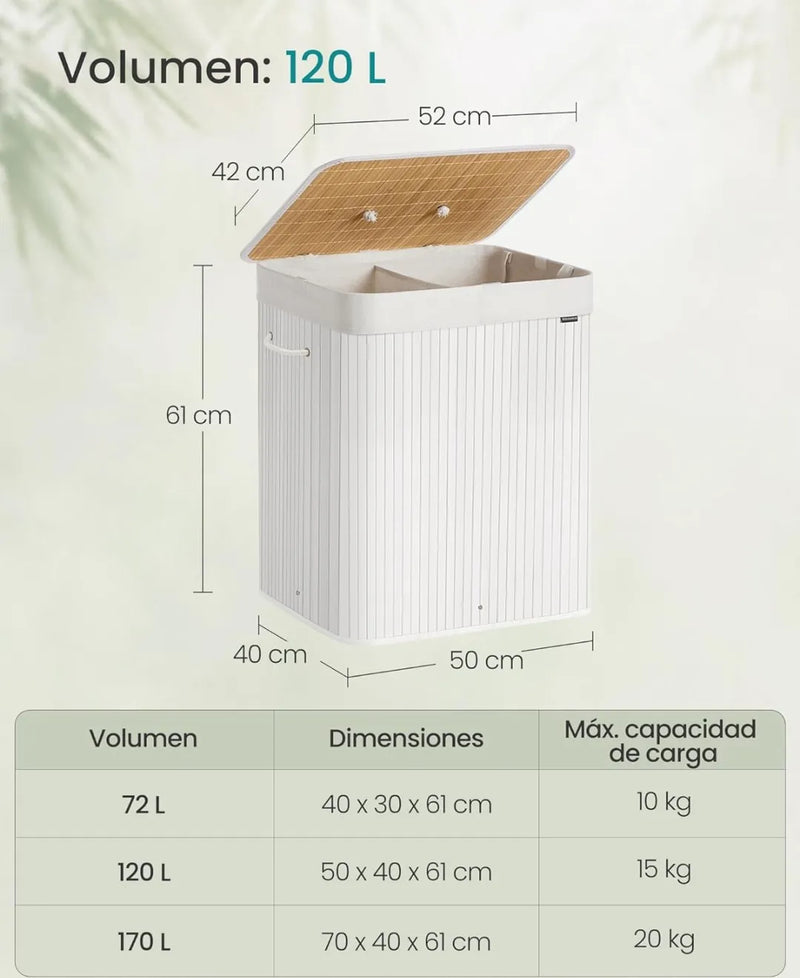 Cesto de la ropa sucia con tapa 120L