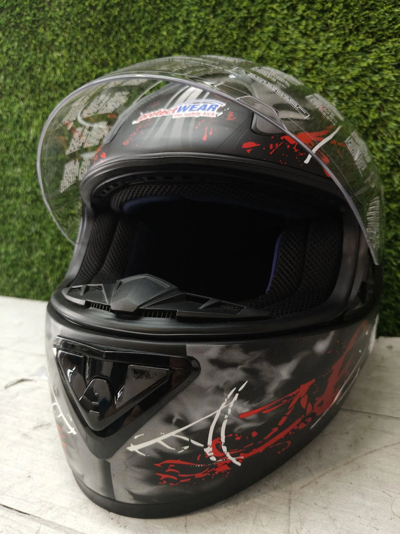 Casco de Moto Negro Gris Mate con Visor FS-801-99