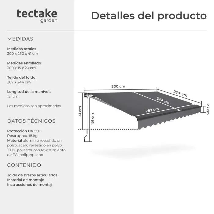 Toldo con brazo articulado
