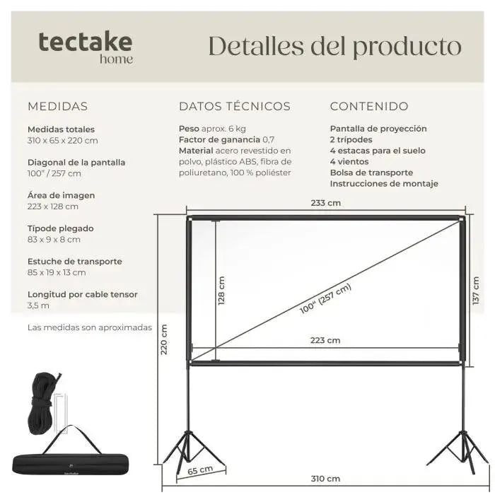 Pantalla para proyector portátil