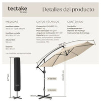 Parasol de brazo articulado beige