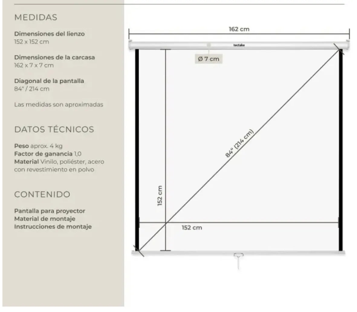 Pantalla para proyector