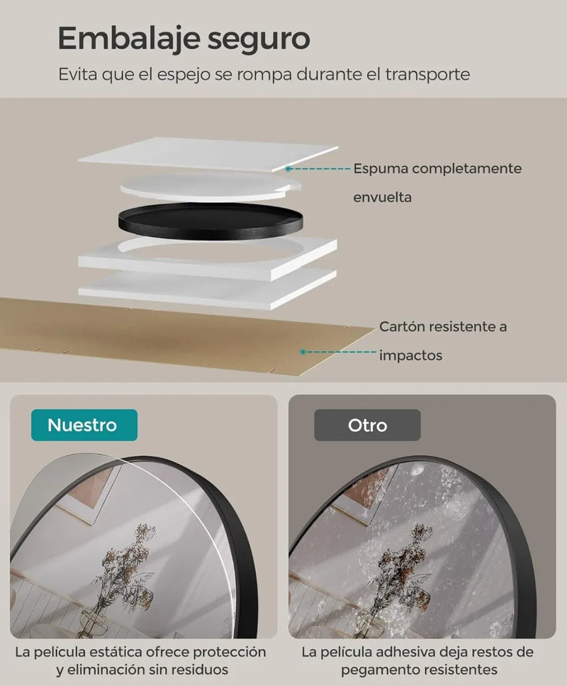 Espejo redondo de baño para pared