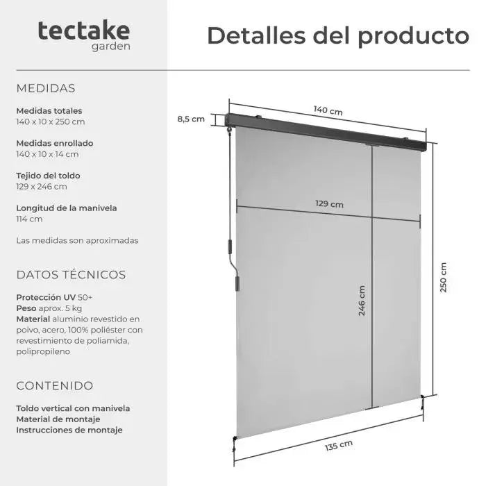 Estor vertical gris claro 140x250cm