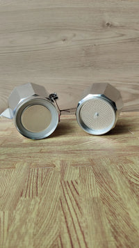 Cafetera italiana de inducción, aluminio, color plata, 9